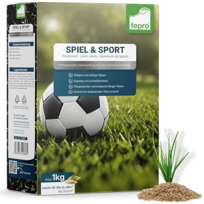 Image de 1 kg de graines gazon à germination rapide pour le sport et jeu, 40 m², robuste, vert profond, idéal les semis semis, semences printanières