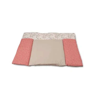 Image de ULLENBOOM ® Matelas á langer Bebe 85x75 cm, 100% matériaux OEKO TEX (Made in EU), Bleu Fleurs Roses à Lavable et adapté aux déplacements