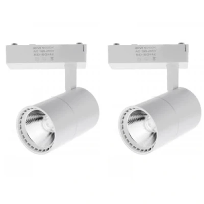 Image de Jandei Lot de 2 spots plafond LED Rail 40 W, lumière froide 6000 K, 2700 lumens, 220 V 50 60 Hz monophasé, aluminium pour dressing, vitrine, magasin, bureau Blanc