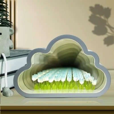 Image de Nizirioo lampe tulipe en forme de nuage : veilleuse à faire soi même, miroir, lumière d&#039;ambiance chambre coucher table, fleur pour