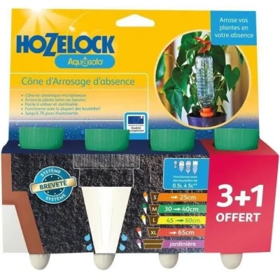 Image de HOZELOCK Système d&#039;Arrosage Goutte à Autonome Aquasolo Taille M (x4) : Arrosage d&#039;Absence, Idéal pour Plante en Pot, Jardinière, Fleurs et Potager, Cône Vert Céramique [2717 3465]
