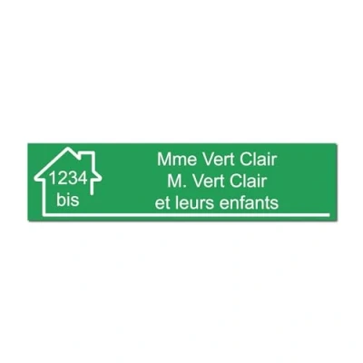 Image de Plaque gravée pour nom et numéro boîte aux lettres autocollante 10x2,5cm personnalisée 1 à 3 lignes Vert Clair