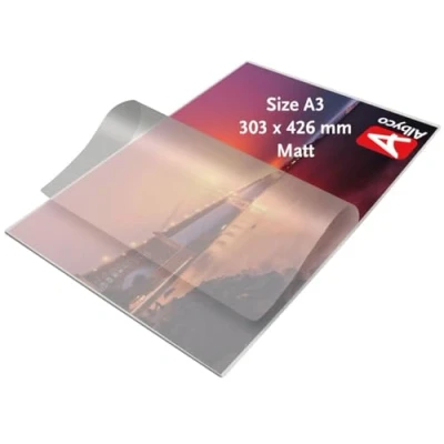 Image de Albyco Pochette Plastifieuse A3 MATTE qualité 160 microns (2x80 microns) 100 pièces Films mats, sachets de plastification film