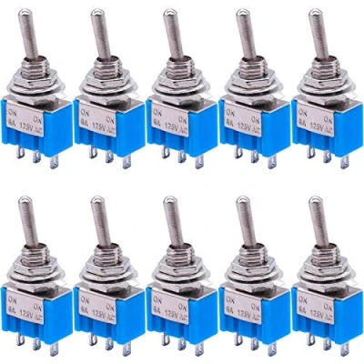 Image de FYOBOT 10 PièCes SPDT Mini Interrupteur à Bascule 3 Broches 2 Positions ON/ON Miniature 6A 125V AC 102