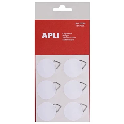 Image de Apli Pochette de 12 attaches cadres adhésifs Diamètre 30 mm Coloris : Blanc 38710 Assorties