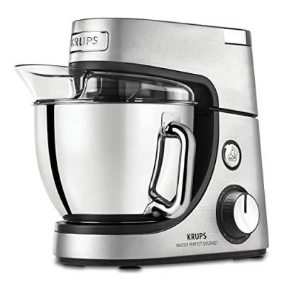 Image de Krups Master Perfect Gourmet Robot pâtissier en inox brossé, Puissance 1100 W, 8 vitesses + fonction pulse, Accessoire découpe légumes, Hachoir à viande KA631D11