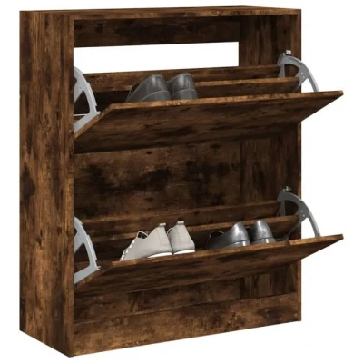 Image de vidaXL Armoire à Chaussures, Étagère Chaussures avec 2 Tiroirs, Meuble Rangement Entrée Couloir, Chêne 839970