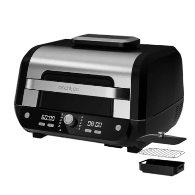Image de Cecotec Friteuse à air sans huile Cecofry FireDome 8000 Pro 1700 W Double Résistance, 4 Niveaux Grill, 12 Modes Prédéfinis, Température et Temps Réglables, Pack d&#039;accessoires