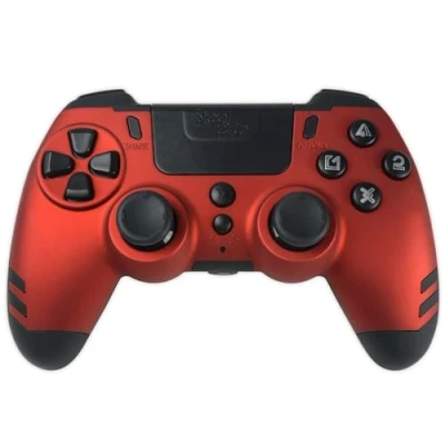 Image de Steelplay, Metaltech, manette de jeu sans fil, gamepad avec double système vibration, bluetooth compatible PS4, PS3 et PC Rouge