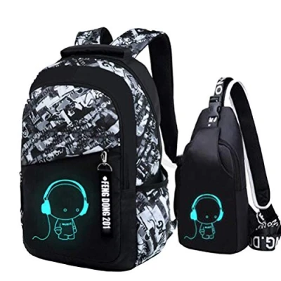 Image de Asge Sac à dos d&#039;impression scolaire en tissu Oxford pour garçons jeunesse réfléchissant extérieur