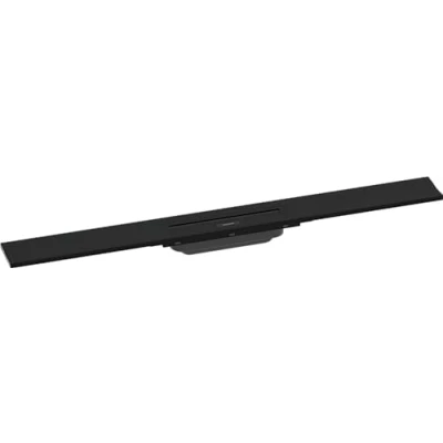 Image de hansgrohe RainDrain Flex Caniveau de douche linéaire 800 mm, Siphon sol à découper pour installation contre le mur, Noir mat, 56051670