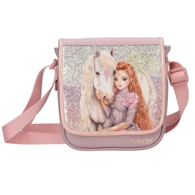 Image de Depesche Kleine Umhängetasche 13295 TOPModel Viva Petit Violet, avec Motif de Mannequin, Cheval et Paillettes, Sac bandoulière réglable, Multicolour, Taille Unique