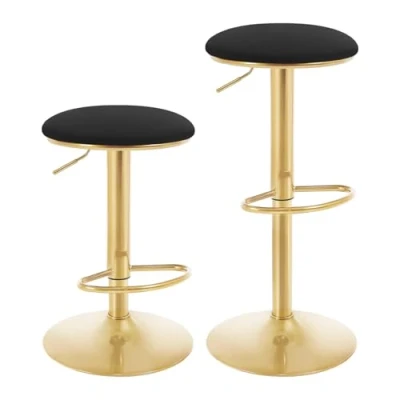 Image de WOLTU Tabouret de Bar Lot 2 Pivotant Chaise Ergonomique avec Repose Pieds Rond Haut Métallique Hauteur Réglable (61 82cm) pour Chambre Comptoir Cafétéria Noir BH302sz