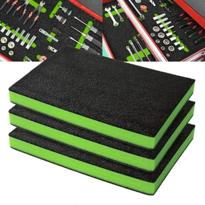 Image de Precision Defined Mousse pour Boîte à Outils Inserts en Étuis, Shadow, Outils, Polyéthylène Noir/Vert (45,7 x 30,4 5 cm, Lot de 3)