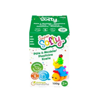 Image de AVENUE MANDARINE SO0880100600C Une Boite de 100 g PATE A MODELER SuperSofty À partir 2 ans VERT