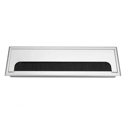 Image de Passe Câble carré encastrable en Aluminium Trou De Couvercle Bureau Fil D&#039;ordinateur Sortie Rangée Carrée Insérer Brosse À Cheveux avec 4mm Épais pour La Gestion Bureau(Taille L)