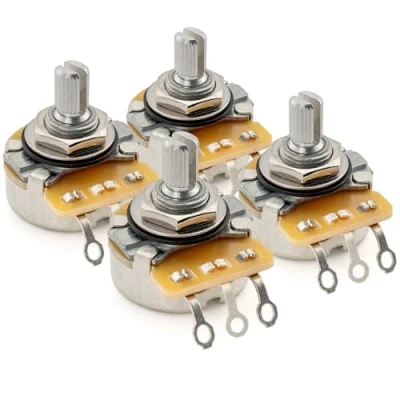 Image de CTS 450 série A250K Split arbre Poti Audio Taper Beaux 24 Splines Potentiomètre pour Guitare électrique Basse, 10% Tolérance(Ensemble de 4)
