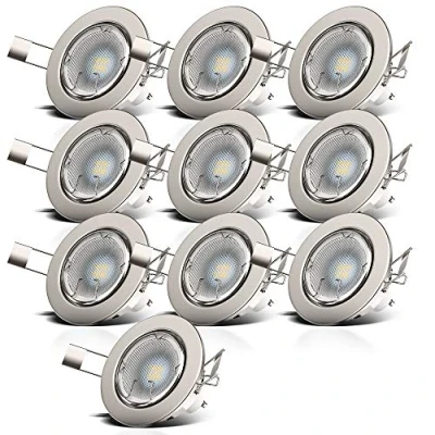 Image de Spots à encastrer B.K.LICHT Selena Lot de 10 GU10 5W Nickel mat Orientables