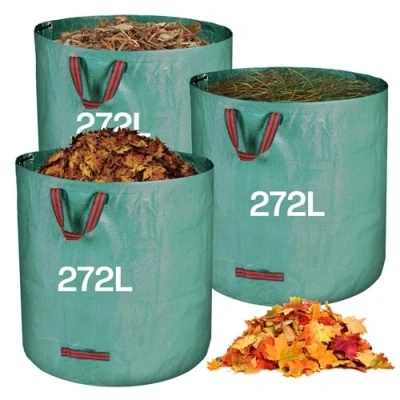 Image de Zanfqvo Sac Jardin Dechets Verts Resistant, 3 x 272 l Vegetaux avec Poignées, Pliables et Réutilisables, en Polypropylène Extrêmement Robuste (PP)