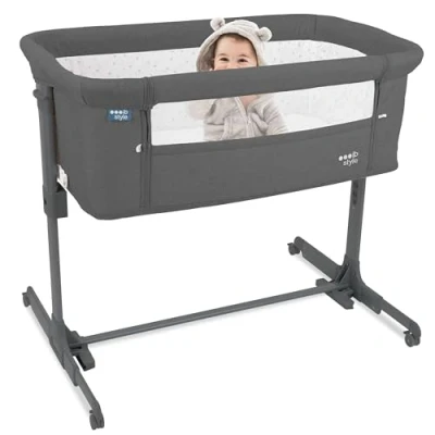 Image de IB Style Aluna 3 en 1 Berceau co Dodo, lit de bébé, d&#039;appoint, Matelas Moelleux, réglable Hauteur sur 5 Niveaux, Voyage avec Sac, Fonction balancelle, moustiquaire Gris foncé