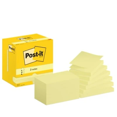 Image de Post it Z Notes, Jaune Canari, Pack de 12 Blocs, 90 Feuilles par Bloc, 76 mm x 127 mm, Pastel Notes Super Adhésives pour Prise et Listes Tâches