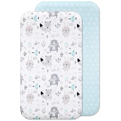 Image de Lovely Hippo Draps Housses Cododo Compatible Neste Up, 100% Coton (55 x 90 cm, Animaux Bleus)