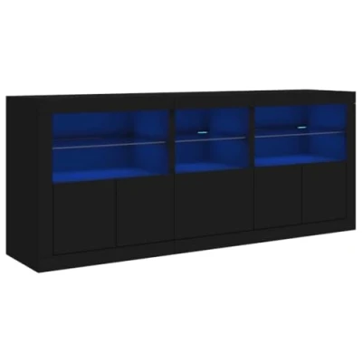 Image de vidaXL Buffet avec lumières LED Noir 162x37x67 cm