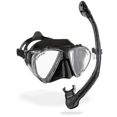 Image de CRESSI Penta &amp; Alpha Combo Black/Black Masque + Tuba de Plongée et d&#039;Apnée, Noir/Noir, Taille Unique, Unisex