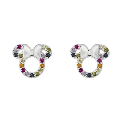 Image de Disney Minnie Mouse E906445RZML.PH Boucles d&#039;oreilles à tige en Argent sterling avec zircone arc ciel, taille unique, sterling, Pas de gemme