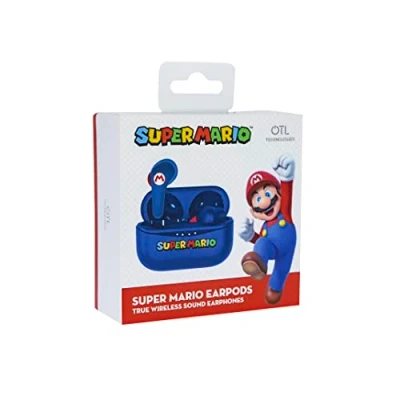 Image de OTL Technologies Ecouteurs sans Fil Bluetooth V5.3 pour Super Mario avec boîtier de Chargement Bleu