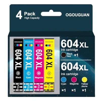Image de OGOUGUAN 604XL Cartouches d&#039;encre Compatible pour Epson 604 XL Expression Home XP 2205 2200 3200 4200 4205 3205 Workforce WF 2930DWF 2910DWF 2950DWF 2935DWF(4 Pack)