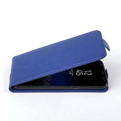 Image de cadorabo Coque pour Samsung Galaxy S8 en Bleu CÉLESTE Housse Protection Style Flip Similicuir Structuré Etui Poche Folio Case Cover