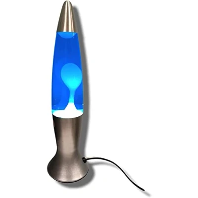 Image de ROCKING GIFTS Lampe de table Lava 40 cm Bleu blanc avec interrupteur, comprend une ampoule E14, Lampes Plasma, Magma, Méduse couleurs