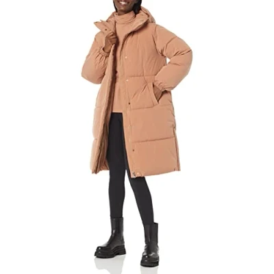 Image de Amazon Essentials Doudoune Longue Oversize (Disponible en Grande Taille) Femme, Brun Clair, XXL