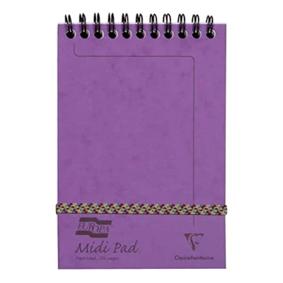 Image de Clairefontaine 3119Z Un Bloc à Spirale en Tête Midi Pad Europa Lilas 10,2x15,2 cm 200 Pages Détachables Lignées Papier Blanc 90 g Couvertures Carte Lustrée