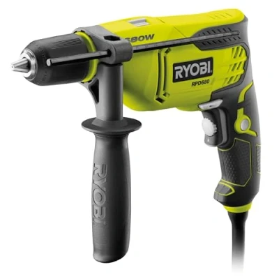 Image de RYOBI Perceuse à percussion 680 W 3 000 cp/min mandrin 13 mm blocage d&#039;arbre auto + coffret &amp; butée de profondeur RPD680 K