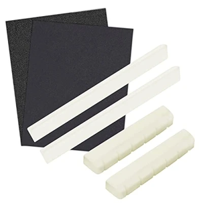 Image de Selle de Pont Guitare à Double Cadre et os Véritable Avec Papier Sable 2pcs Compatible pour les Pièces Classique 6 Cordes