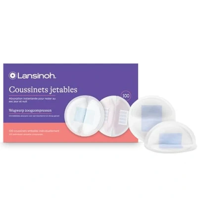 Image de Lansinoh Blue Lock Lot de 100 coussinets d&#039;allaitement Blanc