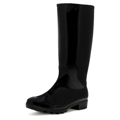 Image de Polar Boot Femmes Taille Originale Boue Hiver Neige Imperméable Pluie Wellingtons Bottes Noir Brillant UK5/EU38 BL0283