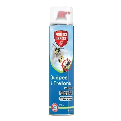 Image de PROTECT EXPERT Aérosol Anti Guêpes &amp; Frelons 600 ML Mousse Et Jet Longue Portée Traitement A Distance Action Choc Foudroyante Pulvérisation Jusqu’à 3m GUEP600