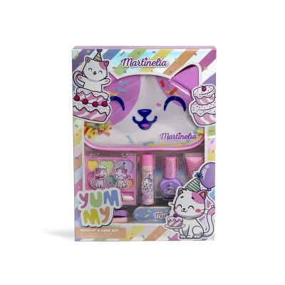 Image de MARTINELIA Set Maquillage Enfant et Trousse Palette de 6 Fards à Paupières Fille + 1 Vernis Gloss Baume Lèvres Lime Élastiques Cheveux &amp; A partir 3 ans