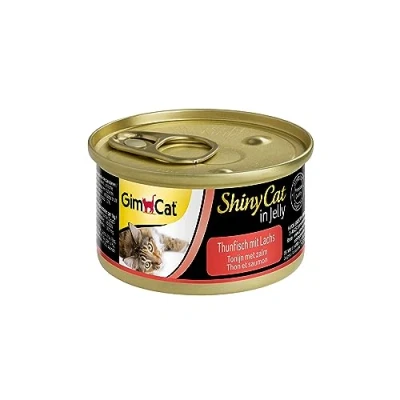 Image de GimCat ShinyCat in Jelly Thon au saumon Nourriture humide pour chats poisson et à la taurine 24 boîtes (24 70 g)