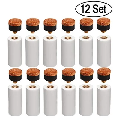 Image de Kulannder 12mm Rigide De Billard Cue Conseils Laiton à Visser Pointes Rechange avec Bâton Embouts pour Queues (12 Jeux Marron Bout Ensemble)
