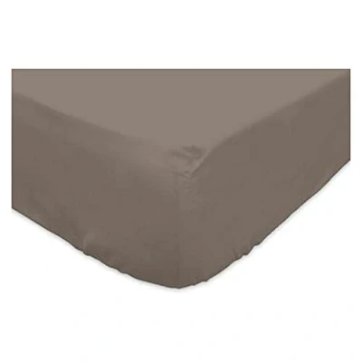 Image de Soleil d&#039;Ocre 92S422 Drap Housse Coton 57 Fils Uni Taupe 140 x 190 cm