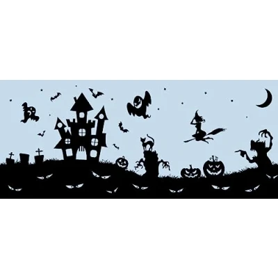 Image de d c fix film fenêtre anti regard électrostatiques bordures Fantasmagorique Halloween opaque adhésif et décoratif brise vue cache pour vitre, vitrage, douche 20 cm x 1,5 m