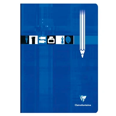 Image de Clairefontaine 3160C Un Cahier à Dessin Agrafé Bleu A4 21x29,7 cm 32 Pages Unies Blanches Papier 125 g Couverture Carte Pelliculée