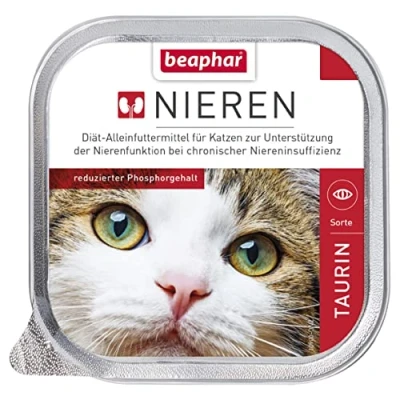 Image de BEAPHAR Régime rénal pour Chats Aliment Complet Soutenir Les Reins en Cas d&#039;insuffisance rénale Teneur réduite phosphore avec Huile de Saumon précieuse Taurine 1 x 100 g