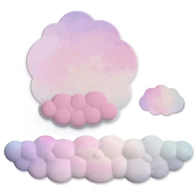 Image de Lizien 3 Pièces Ensemble de Clavier Repose Poignet Nuage Tapis Souris Support Mousse à Mémoire Ergonomique pour Ordinateur Portable Bureau Domicile