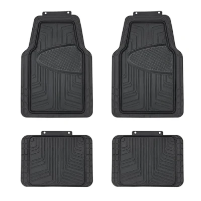 Image de Amazon Basics Lot de 4 tapis sol en caoutchouc pour voitures, SUV et camionnettes Toutes saisons Noir
