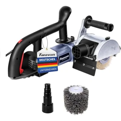 Image de FANZWORK V2 Ponceuse Satinatrice 1500 Watts, Machine à Poncer, Appareil de Brossage pour la Rénovation Surfaces Toutes Sortes, Réglage Vitesse Rotation, Brosse en Laiton et Nylon.
